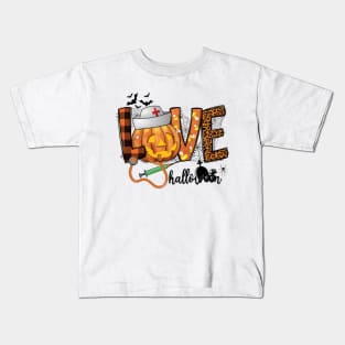 Love Halloween Pumpkin Nurse Kids T-Shirt